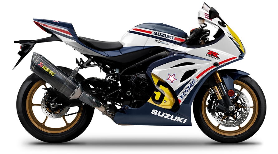 marco lucchinelli的rg500以白色作为底色,加入深蓝和红色的点缀,看