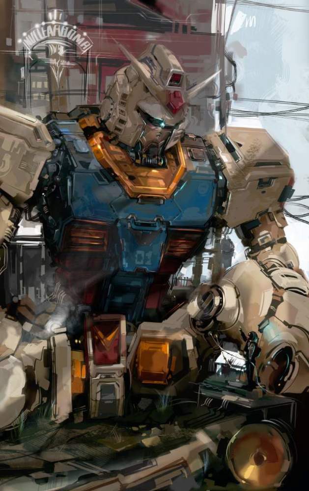 模玩控:油画风格高达插画,壁纸,头像都适合 - 油画风格插画 - 实验室