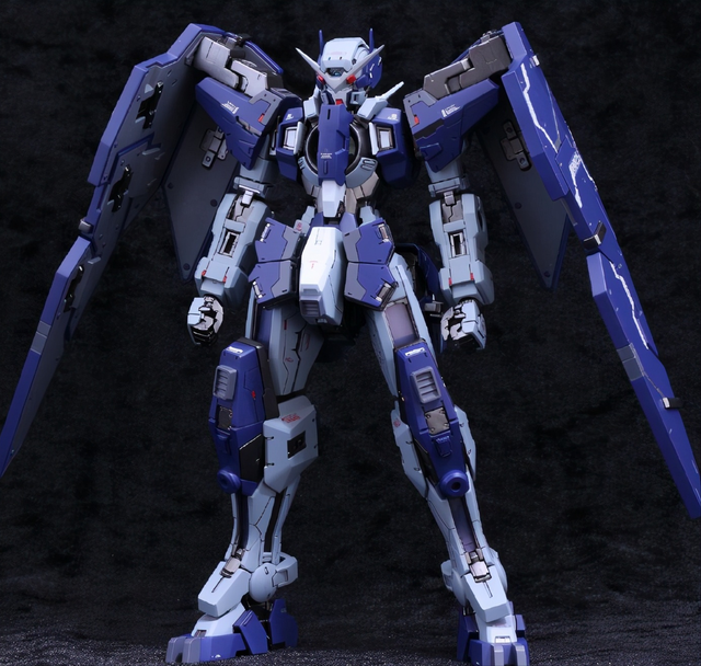 模玩控:蓝色涂装mg比例b装备力天使高达模型