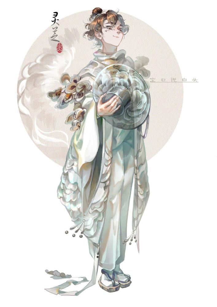 【中草药拟人】白芍,人参,黄连,茯苓,灵芝,葛根#古风插画
