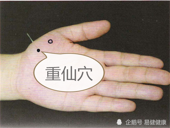 重仙穴靠近肺经鱼际穴,对肺炎,支气管哮喘,支气管