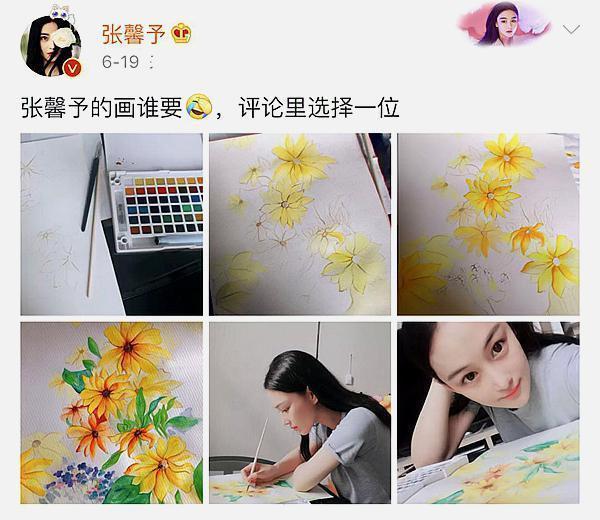 张馨予展示超强画工半小时画完一幅画曾经一幅画拍卖了7万元