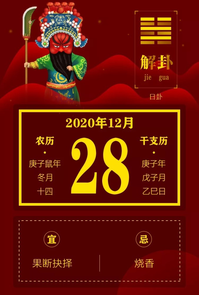 明日黄历 2020年12月28日 星期一