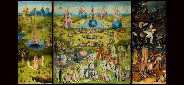 例如鬼才艺术家博斯的《失乐园》,画幅中会有各种小细节,但限于纸张