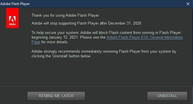 Adobe警告用户即将停止Flash支持