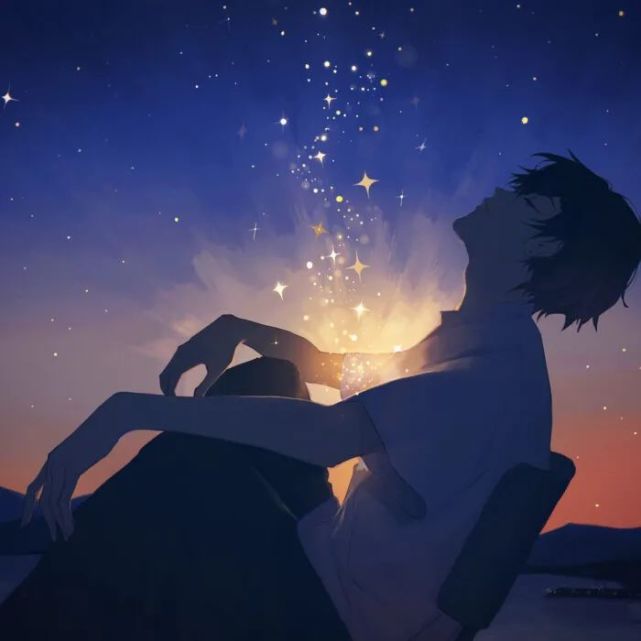 动漫男头好看的男生头像手绘星空文艺卡通孤独