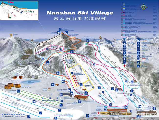 北京南山滑雪场雪场拥有完善的造雪系统,配备了多台意大利天冰(techno