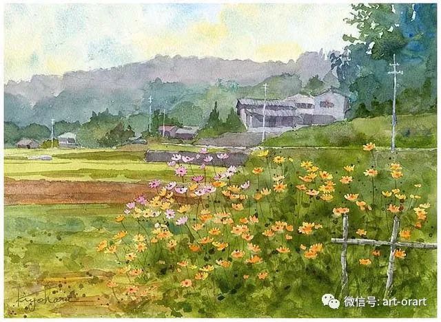 透明水彩 来自日本水彩画家楢崎清春绘画作品