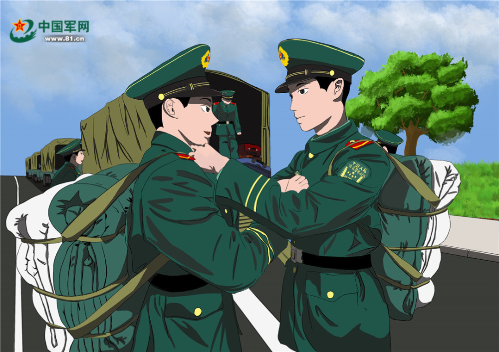 一起拿行李.新兵们合影留念.新兵们整装再出发,迈向军旅生涯新起点.