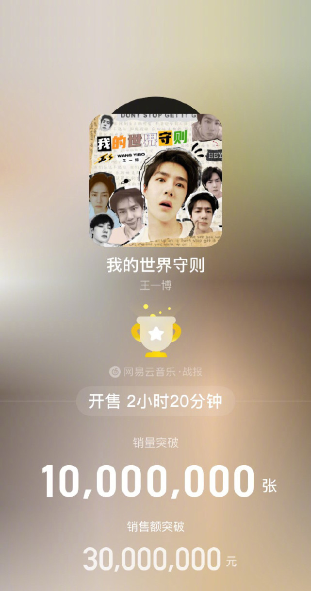 王一博新歌《我的世界守则》被吐槽难听,销量却破1000万创纪录
