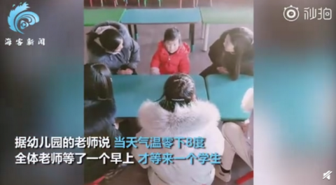 零下8度幼儿园只来了1个学生