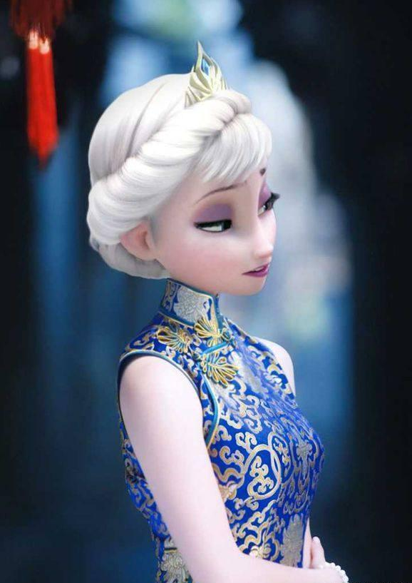 冰雪奇缘艾莎的各种旗袍风格艾莎我什么风格都能驾驭