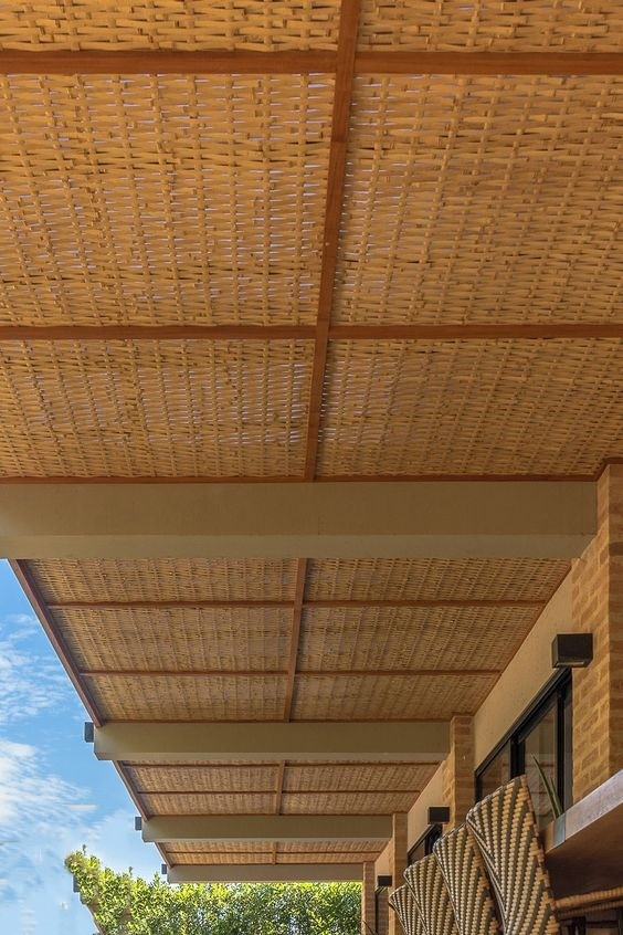 除此之外,有些家庭也会用藤条,或者比较细的小竹子做吊顶,下面这些给