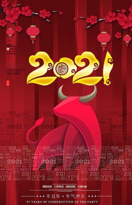 2021牛年拜年祝福語,祝你新年大吉,元旦快樂!