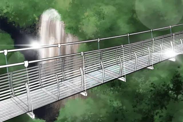 在高空玻璃桥向下眺望, 仿佛置身仙境.