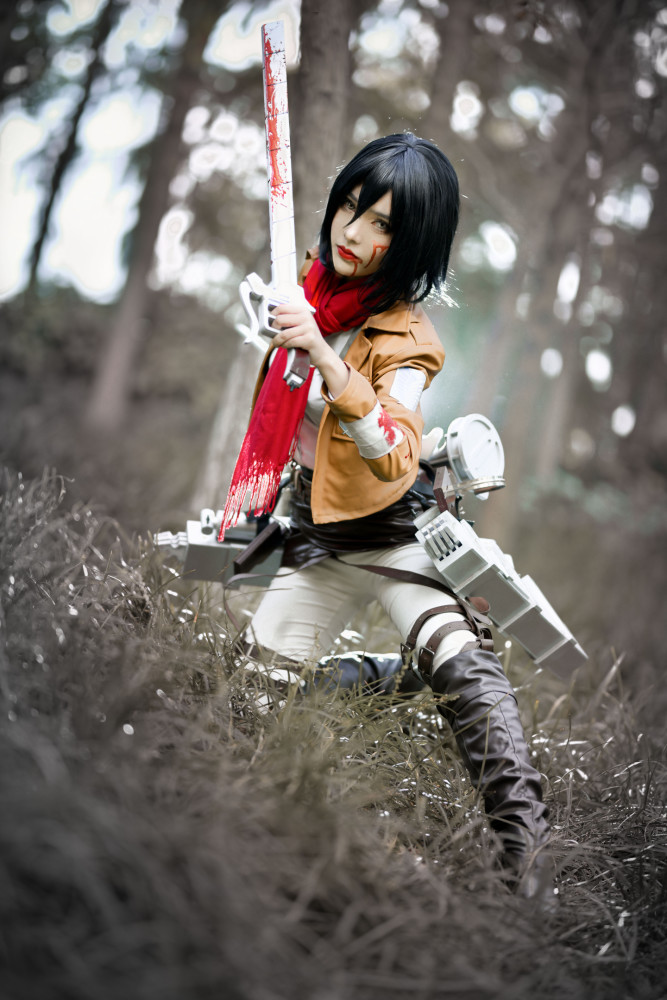 进击的巨人 三笠cosplay_腾讯新闻