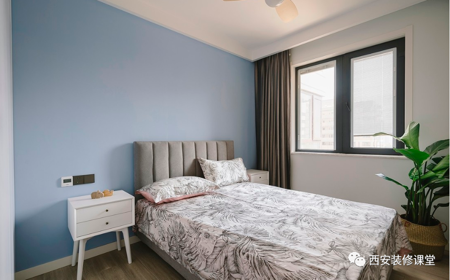卧室墙面蓝色系,好看不?1.