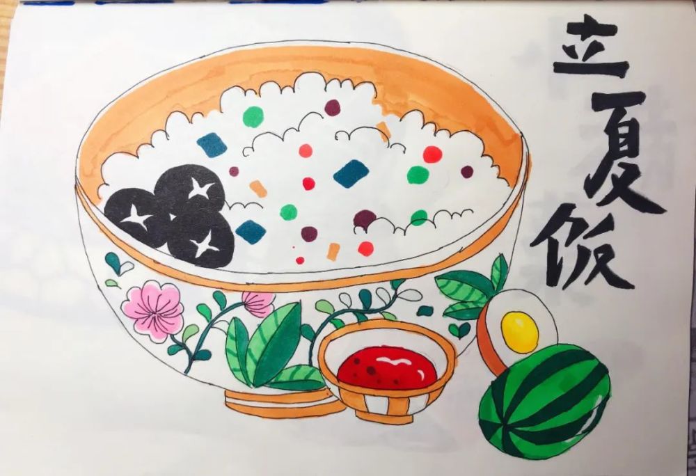 1,第二组马克笔画,主题是"二十四节气食物",她还没画完24张,我迫不及