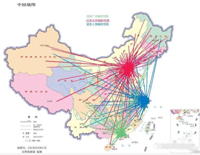 东三省河北山西内蒙古在北京最核心辐射区.河南山东也被北京辐射.