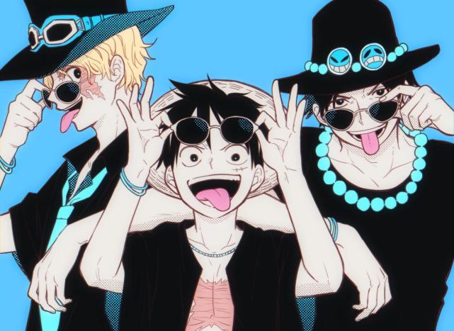 海贼王asl插画分享艾斯和萨博是超级弟控三人变身猫男相互舔毛