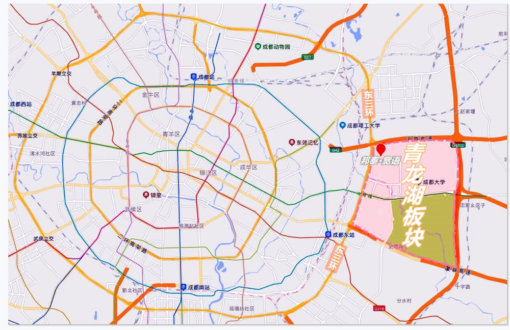 項目地址說巧不巧,邦泰·寬語位於成都東三環,地處