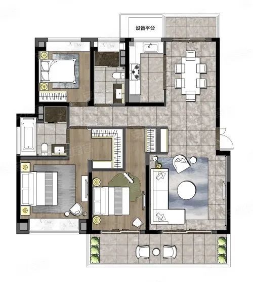 高层160㎡户型: 高层175㎡户型: 但是只有一个卧室是套房设计,空间