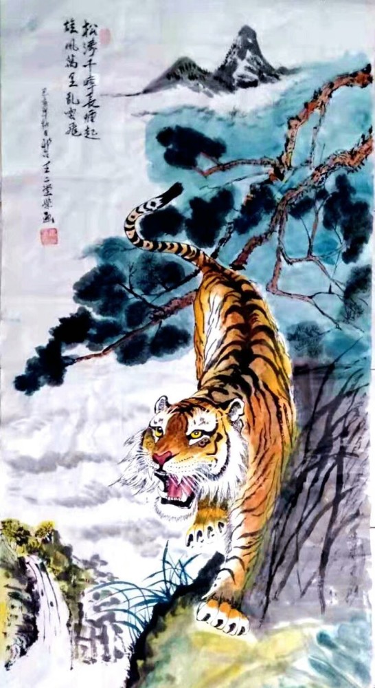 下山虎要挂在迎门墙上,借其凶猛的气势,镇住入侵的邪灵.