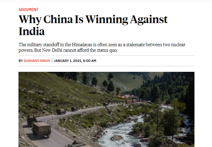 美国媒体认为,尽管持续了一段时间的中印边境冲突看似陷入僵局,但如果