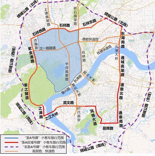 杭州限行区域图高清图片
