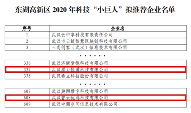 有限公司,武汉智云优鸿科技有限公司拟获2020年科技"小巨人"企业认定