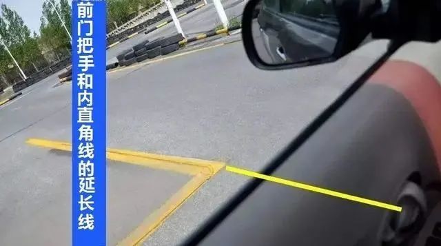 以车内门把手和直角线的相对位置作为参照左直角和右直角打方向盘的
