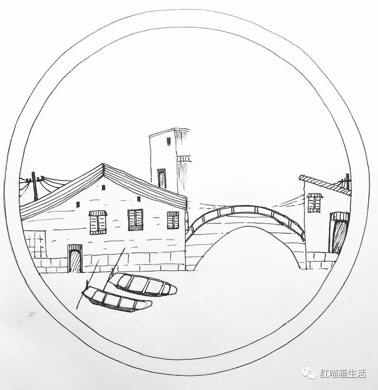 于是用铅笔打了一些基础参考线条,然后才用钢笔画的