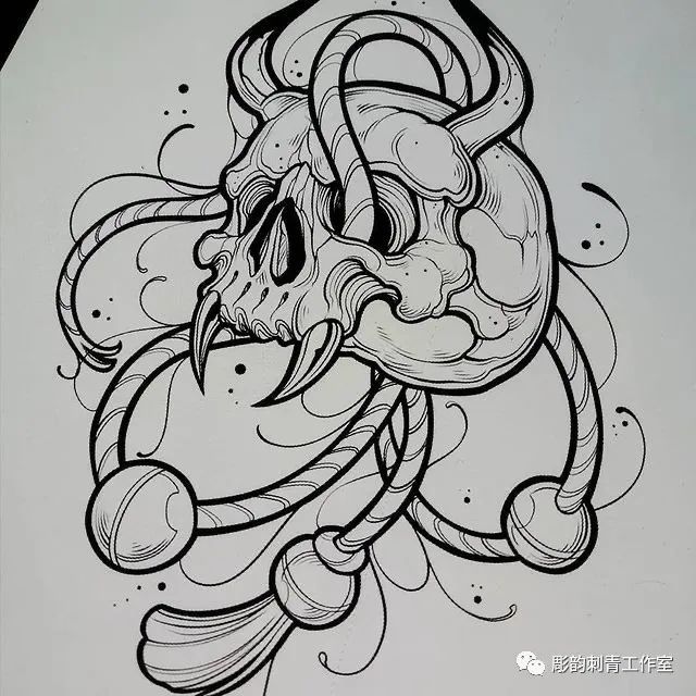 《点线面》——线条纹身刺青手稿