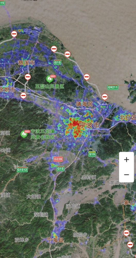 今日13點浙江前五市杭州寧波溫州嘉興紹興熱力圖對比及人口情況