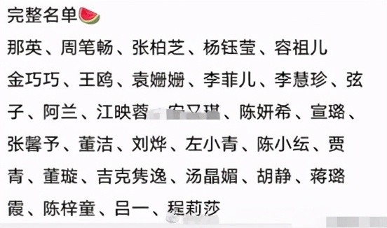 网传浪姐二的名单有那英,周笔畅,容祖儿,张柏芝,陈妍希,张馨予,李菲儿