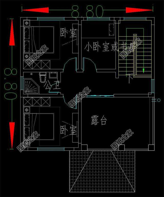 卫生间,卧室x2,阳台;一层户型:客厅,厨房,餐厅,卧室,卫生间;设计功能