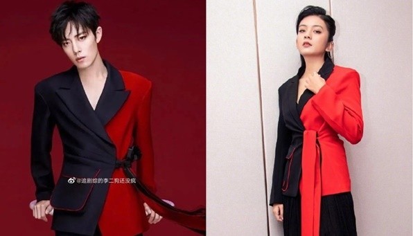 谈莉娜与肖战撞衫.(图/翻摄微博)