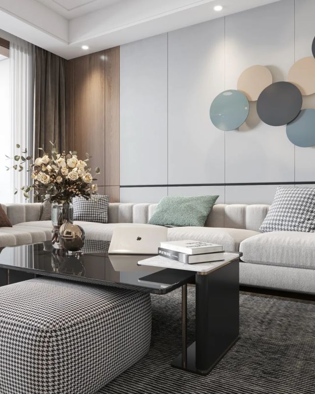 和园装修案例现代简约风格沙发背景墙考虑硬包设计高端大气