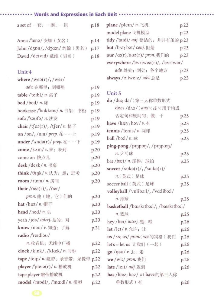 人教版丨七年级上册英语各单元词汇表