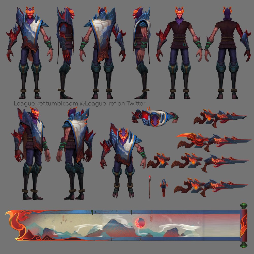 游戏模型所以如果你将山海绘卷的原画与之前烬的腥红之月皮肤原画做