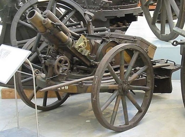 可以反坦克的迫击炮一战德国758厘米迫击炮还是拉绳射击