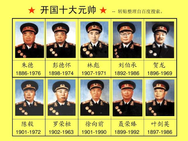 为共和国立下汗马功劳的十大元帅和十位大将你能说出来几位