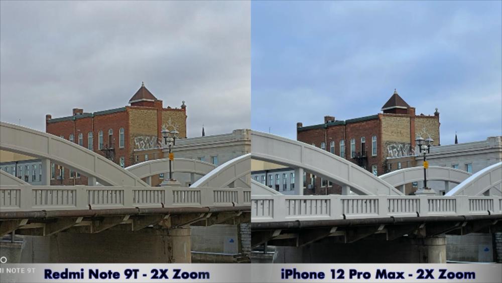 红米note9t和iphone12promax拍照对比差距十分明显