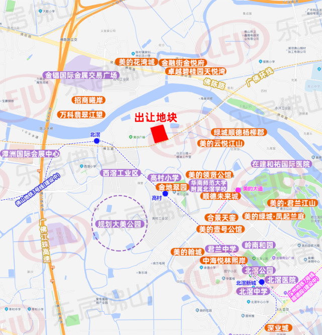 6969地塊位於北滘裕和路北側,廣佛環線以北,直線距離在建的廣佛