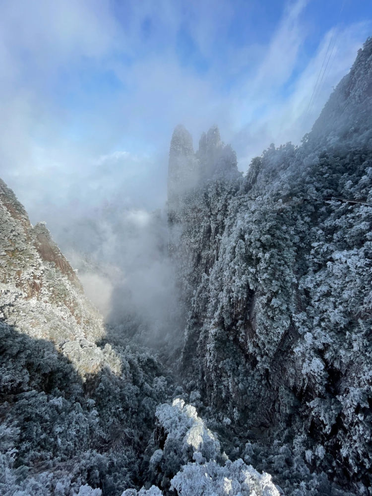 莽山五指峰雪景图片