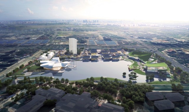 新突破天府艺术公园文博坊片区场馆建设项目网架全部吊装完成