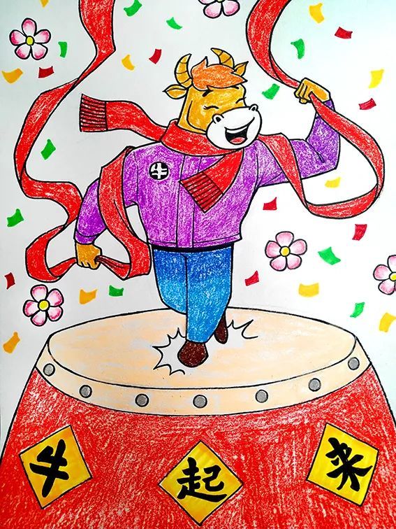 少儿美术课程分享 2021牛年主题绘画《新年牛起来》_腾讯新闻