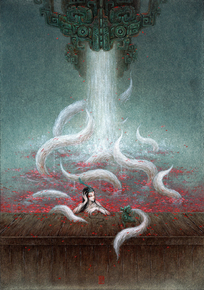 国风插画|来自中国画师杉泽笔下的中国百鬼,山海经,壁纸头像