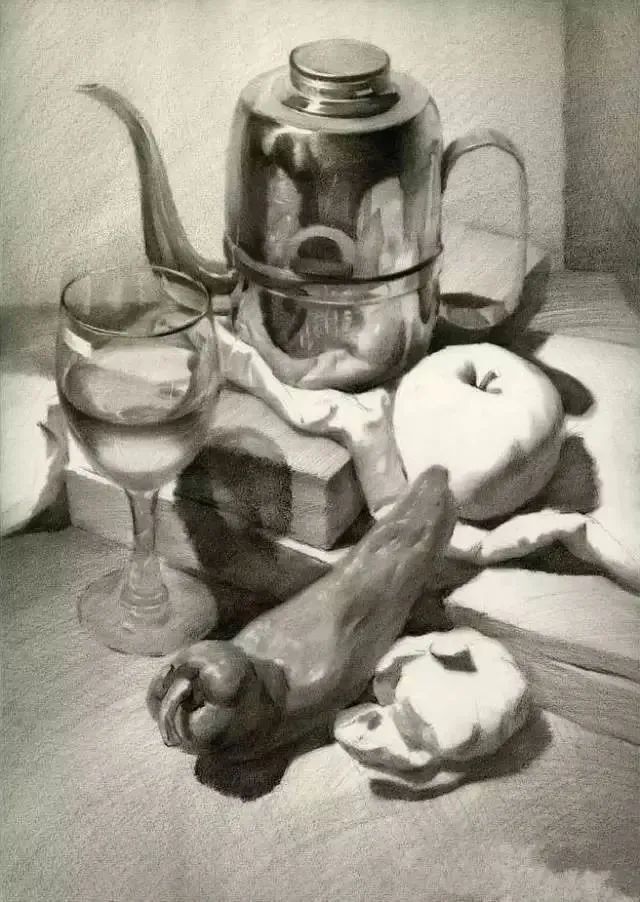 素描静物组合的画法及优秀范画_腾讯新闻