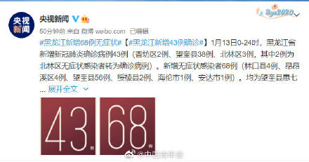 黑龙江新增43例确诊 68例无症状-WordPress极简博客